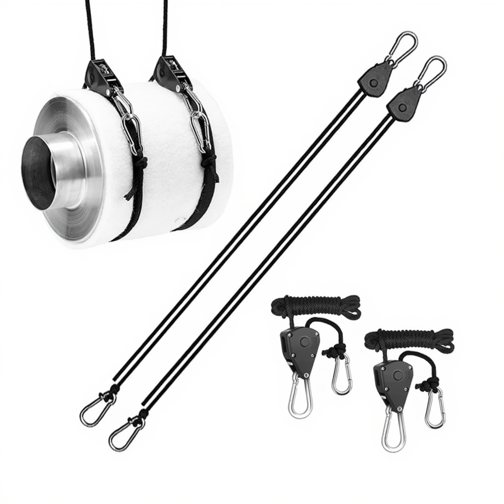 Système de suspension à poulies pour tendre un filet d'ombrage
